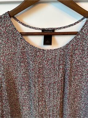 Ann Taylor Black, White & Pink Pleated Dot Shell